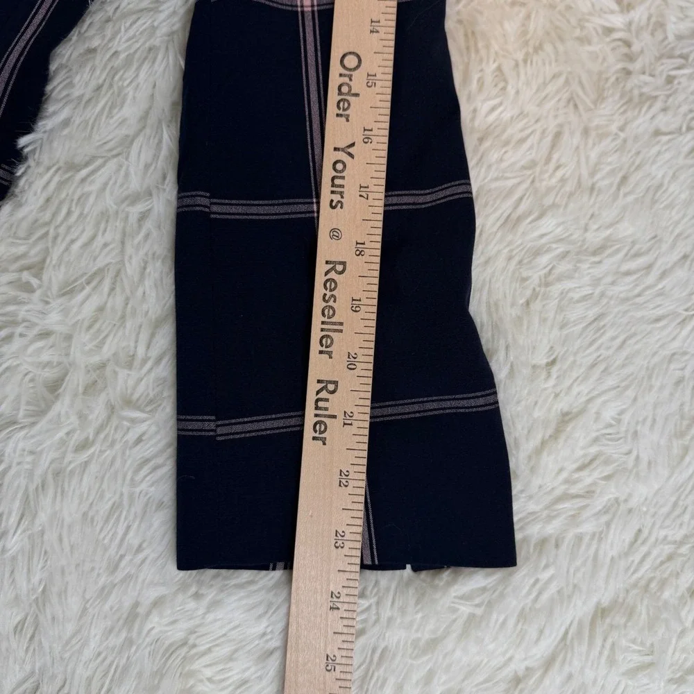 Leith Plaid Blazer Women's Medium Navy Blue Pink‎ Career Officewear Jacket Corp - Picture 6 of 12